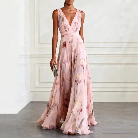 Zimmermann Dresses & Skirts - Zimmermann Pink Floral A-Line Midi Skirt